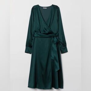 H&M silk bled emerald green dress size 2